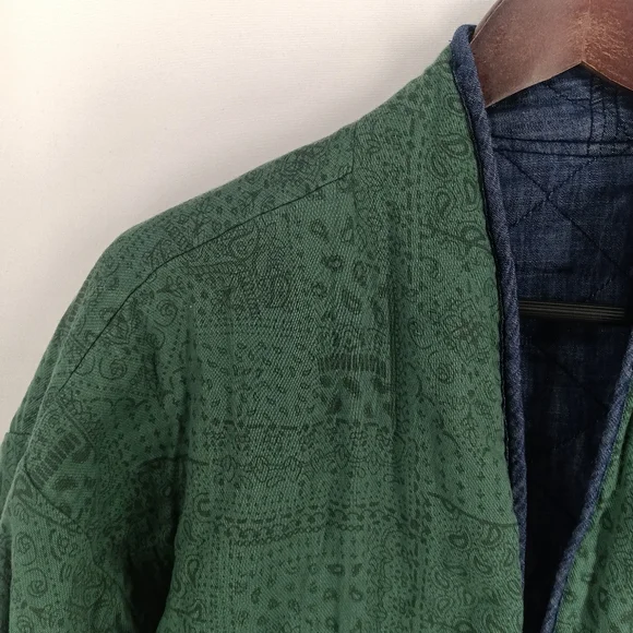 Current Air Anthropologie Bobbie Reversible Quilted Denim Cotton Chore Jacket L - Picture 8 of 13